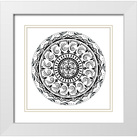 Aerial Swirl Circle White Modern Wood Framed Art Print with Double Matting by Art Licensing Studio