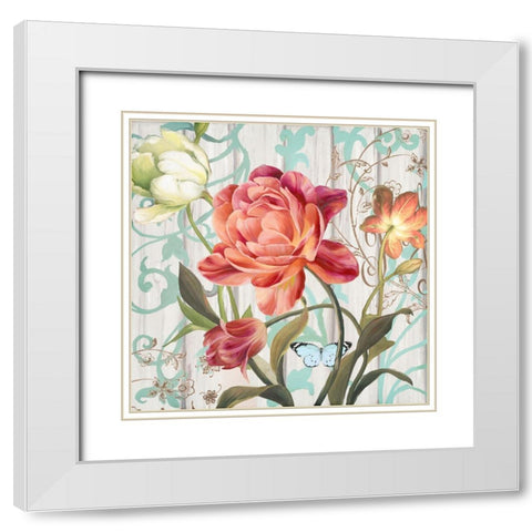 Rose Refresh White Modern Wood Framed Art Print with Double Matting by Art Licensing Studio