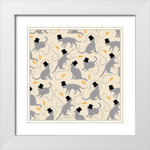 Sophisticated Kitties White Modern Wood Framed Art Print with Double Matting by Art Licensing Studio