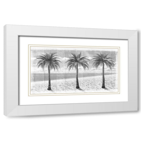 3 Island Palms  White Modern Wood Framed Art Print with Double Matting by Art Licensing Studio