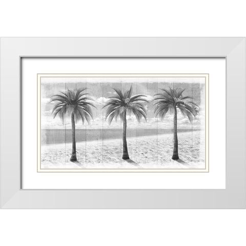 3 Island Palms  White Modern Wood Framed Art Print with Double Matting by Art Licensing Studio