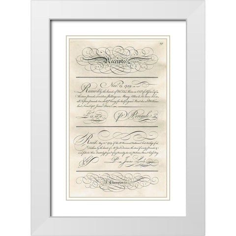 Receipts White Modern Wood Framed Art Print with Double Matting by Art Licensing Studio