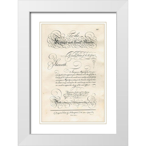 To the Kings Most Excellent Majesty White Modern Wood Framed Art Print with Double Matting by Art Licensing Studio