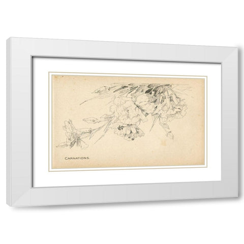 Carnations White Modern Wood Framed Art Print with Double Matting by Art Licensing Studio