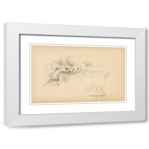 Double Daisies White Modern Wood Framed Art Print with Double Matting by Art Licensing Studio