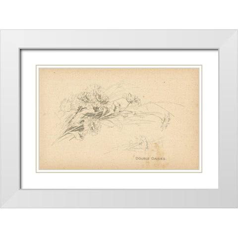Double Daisies White Modern Wood Framed Art Print with Double Matting by Art Licensing Studio