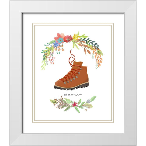 Sweet Adventure Boot White Modern Wood Framed Art Print with Double Matting by Art Licensing Studio