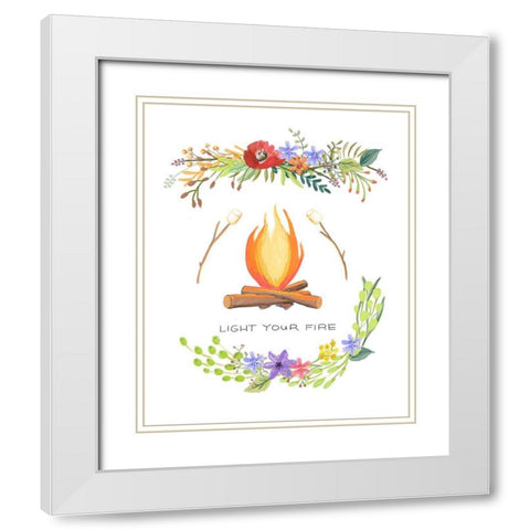 Sweet Adventure Fire White Modern Wood Framed Art Print with Double Matting by Art Licensing Studio