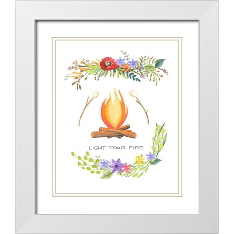 Sweet Adventure Fire White Modern Wood Framed Art Print with Double Matting by Art Licensing Studio