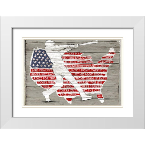 USA Flag and Batter White Modern Wood Framed Art Print with Double Matting by Art Licensing Studio