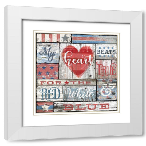 My Patriotic Heart White Modern Wood Framed Art Print with Double Matting by Art Licensing Studio