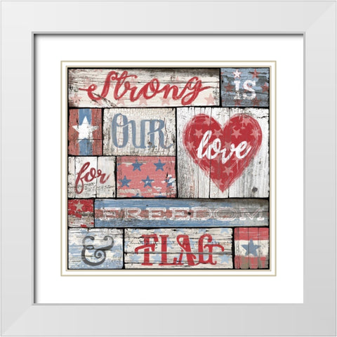 Our Patriotic Love White Modern Wood Framed Art Print with Double Matting by Art Licensing Studio