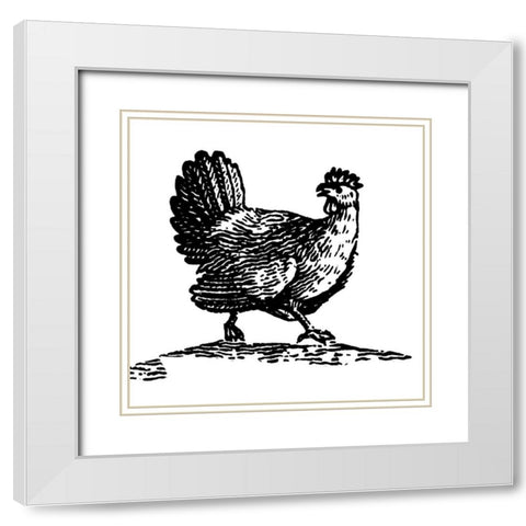 Chicken Astray White Modern Wood Framed Art Print with Double Matting by Art Licensing Studio