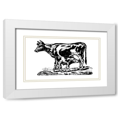 Cow and Calf White Modern Wood Framed Art Print with Double Matting by Art Licensing Studio