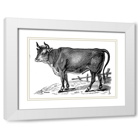 The Happy Cow White Modern Wood Framed Art Print with Double Matting by Art Licensing Studio