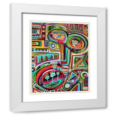 Peeling Rubix Cube Stickers White Modern Wood Framed Art Print with Double Matting by Mcilwaine, Alloyius