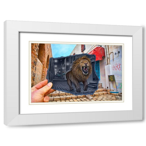 Pencil Vs Camera 63 - Roaring Lion White Modern Wood Framed Art Print with Double Matting by Heine, Ben