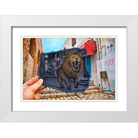 Pencil Vs Camera 63 - Roaring Lion White Modern Wood Framed Art Print with Double Matting by Heine, Ben