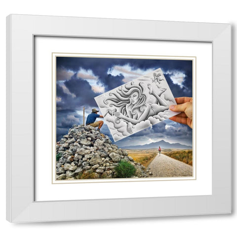 Pencil Vs Camera - 61 - Goddess White Modern Wood Framed Art Print with Double Matting by Heine, Ben
