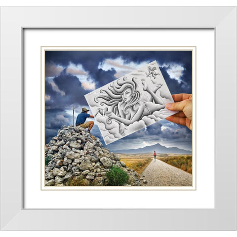 Pencil Vs Camera - 61 - Goddess White Modern Wood Framed Art Print with Double Matting by Heine, Ben