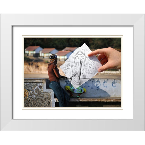 Pencil Vs Camera - Poverty White Modern Wood Framed Art Print with Double Matting by Heine, Ben