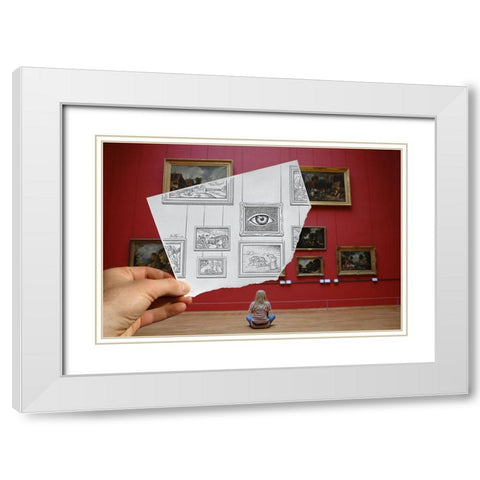 Pencil Vs Camera 7 - The Museum White Modern Wood Framed Art Print with Double Matting by Heine, Ben