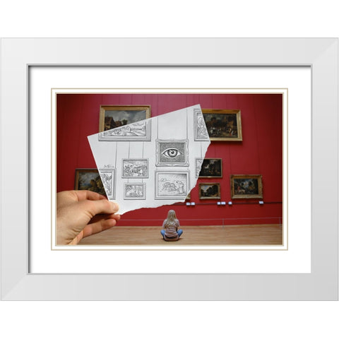 Pencil Vs Camera 7 - The Museum White Modern Wood Framed Art Print with Double Matting by Heine, Ben