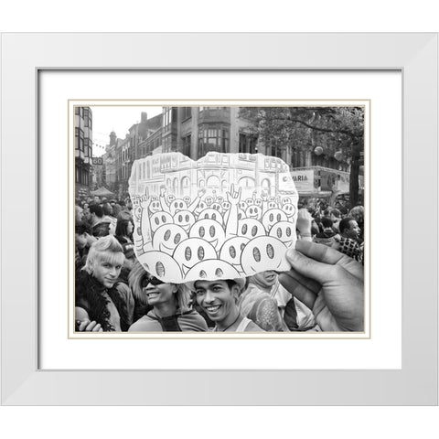 Pencil Vs Camera 22 - Happy Crowd White Modern Wood Framed Art Print with Double Matting by Heine, Ben