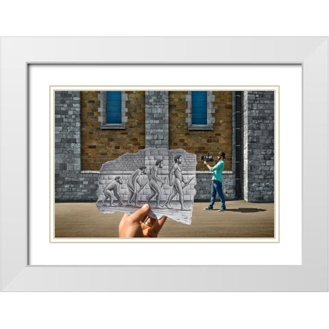 Pencil Vs Camera 55 - Evolution White Modern Wood Framed Art Print with Double Matting by Heine, Ben