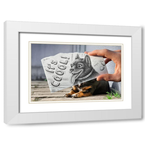 Pencil Vs Camera 65 - Cute Doggy White Modern Wood Framed Art Print with Double Matting by Heine, Ben