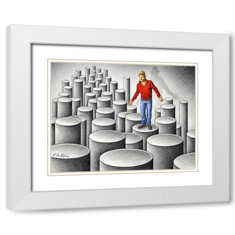 Pencil Vs Camera 75 Cylinders White Modern Wood Framed Art Print with Double Matting by Heine, Ben