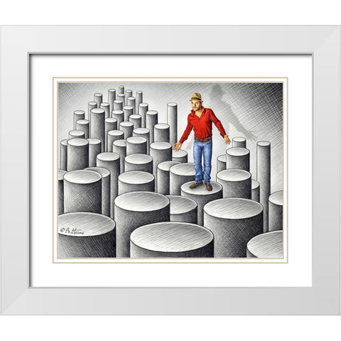 Pencil Vs Camera 75 Cylinders White Modern Wood Framed Art Print with Double Matting by Heine, Ben