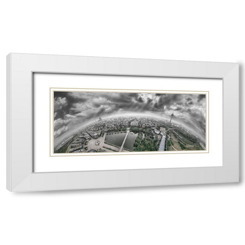 Cologne Panorama White Modern Wood Framed Art Print with Double Matting by Heine, Ben
