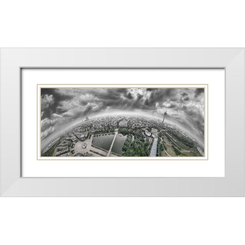 Cologne Panorama White Modern Wood Framed Art Print with Double Matting by Heine, Ben