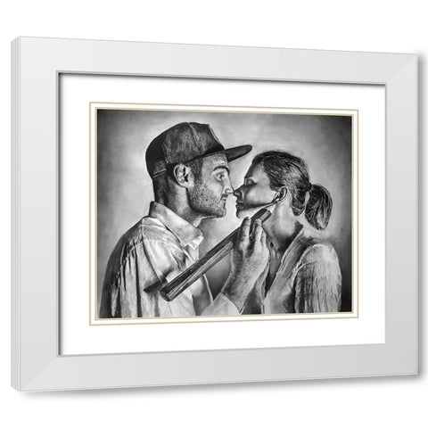 Drawing - Muse White Modern Wood Framed Art Print with Double Matting by Heine, Ben