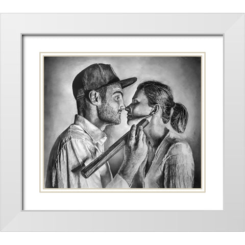 Drawing - Muse White Modern Wood Framed Art Print with Double Matting by Heine, Ben