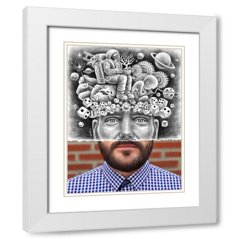 Human Big Bang - Pencil Vs Camera White Modern Wood Framed Art Print with Double Matting by Heine, Ben