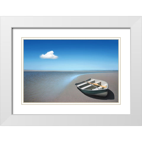 Shore White Modern Wood Framed Art Print with Double Matting by Heine, Ben
