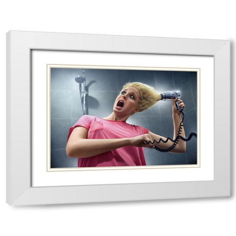 Oops White Modern Wood Framed Art Print with Double Matting by Heine, Ben