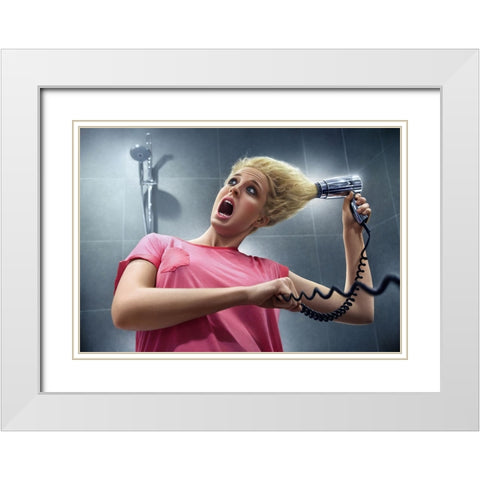 Oops White Modern Wood Framed Art Print with Double Matting by Heine, Ben