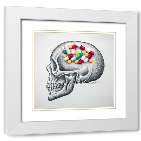 Skull Medicines White Modern Wood Framed Art Print with Double Matting by Heine, Ben
