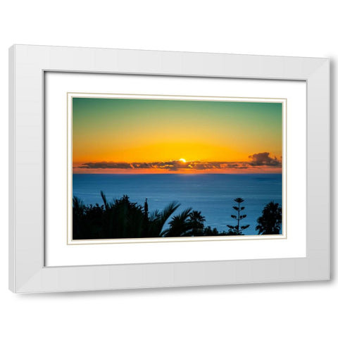 Sunset Tenerife White Modern Wood Framed Art Print with Double Matting by Heine, Ben