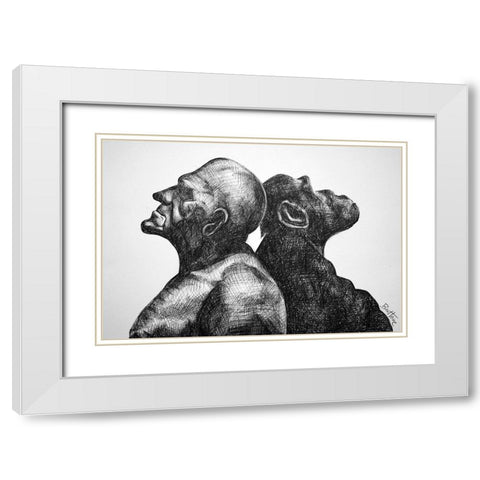 Thinkers White Modern Wood Framed Art Print with Double Matting by Heine, Ben
