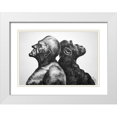 Thinkers White Modern Wood Framed Art Print with Double Matting by Heine, Ben