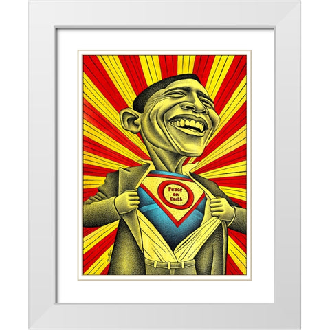Will Obama Change The World White Modern Wood Framed Art Print with Double Matting by Heine, Ben