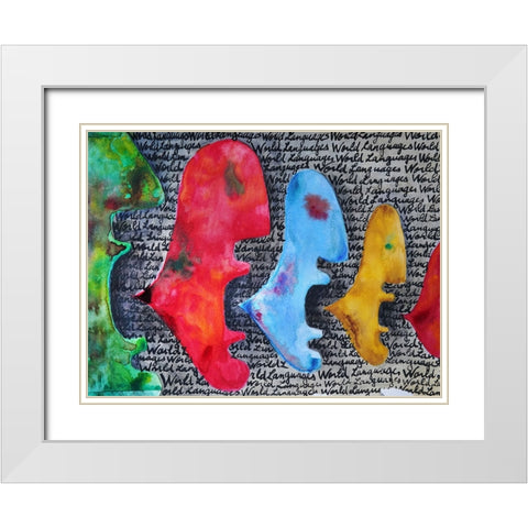 Abstract faces White Modern Wood Framed Art Print with Double Matting by Heine, Ben