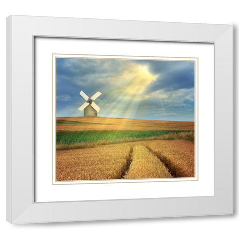Countryside White Modern Wood Framed Art Print with Double Matting by Heine, Ben