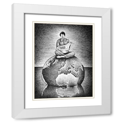 Global Crisis White Modern Wood Framed Art Print with Double Matting by Heine, Ben