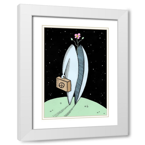 Mr Peace White Modern Wood Framed Art Print with Double Matting by Heine, Ben
