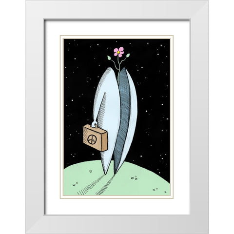 Mr Peace White Modern Wood Framed Art Print with Double Matting by Heine, Ben